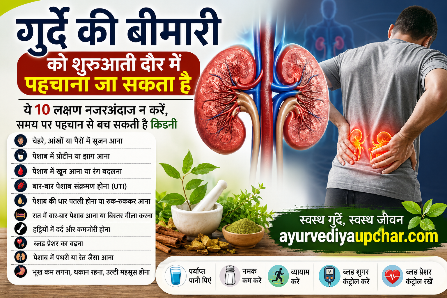 गुर्दे की बीमारी को शुरुआती दौर में कैसे पहचानें? जानिए किडनी खराब होने के शुरुआती लक्षण, कारण, जांच और बचाव के प्रभावी उपाय