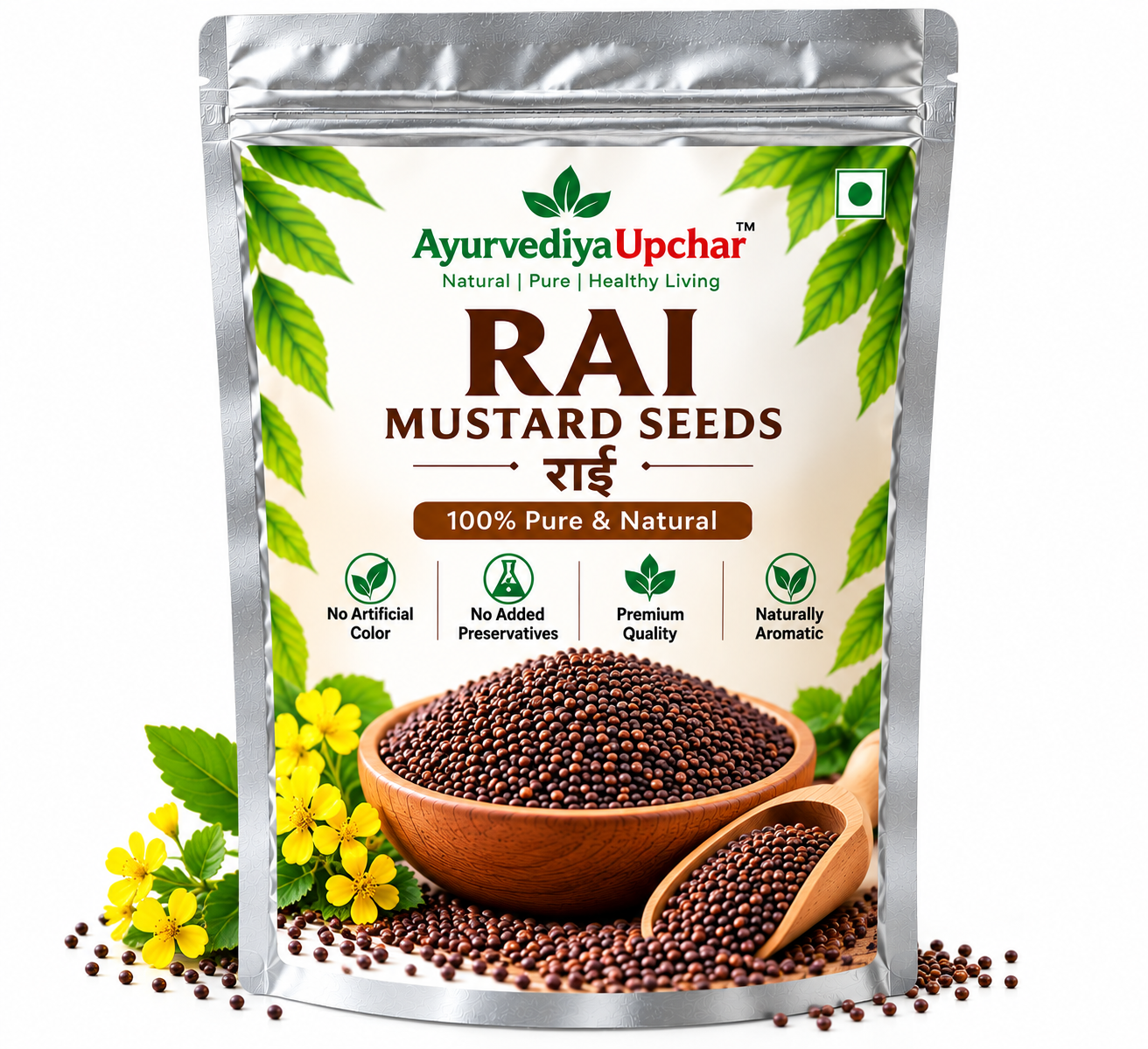 Premium Rai Dana | Natural Whole Mustard Seeds | Ayurvediya Upchar