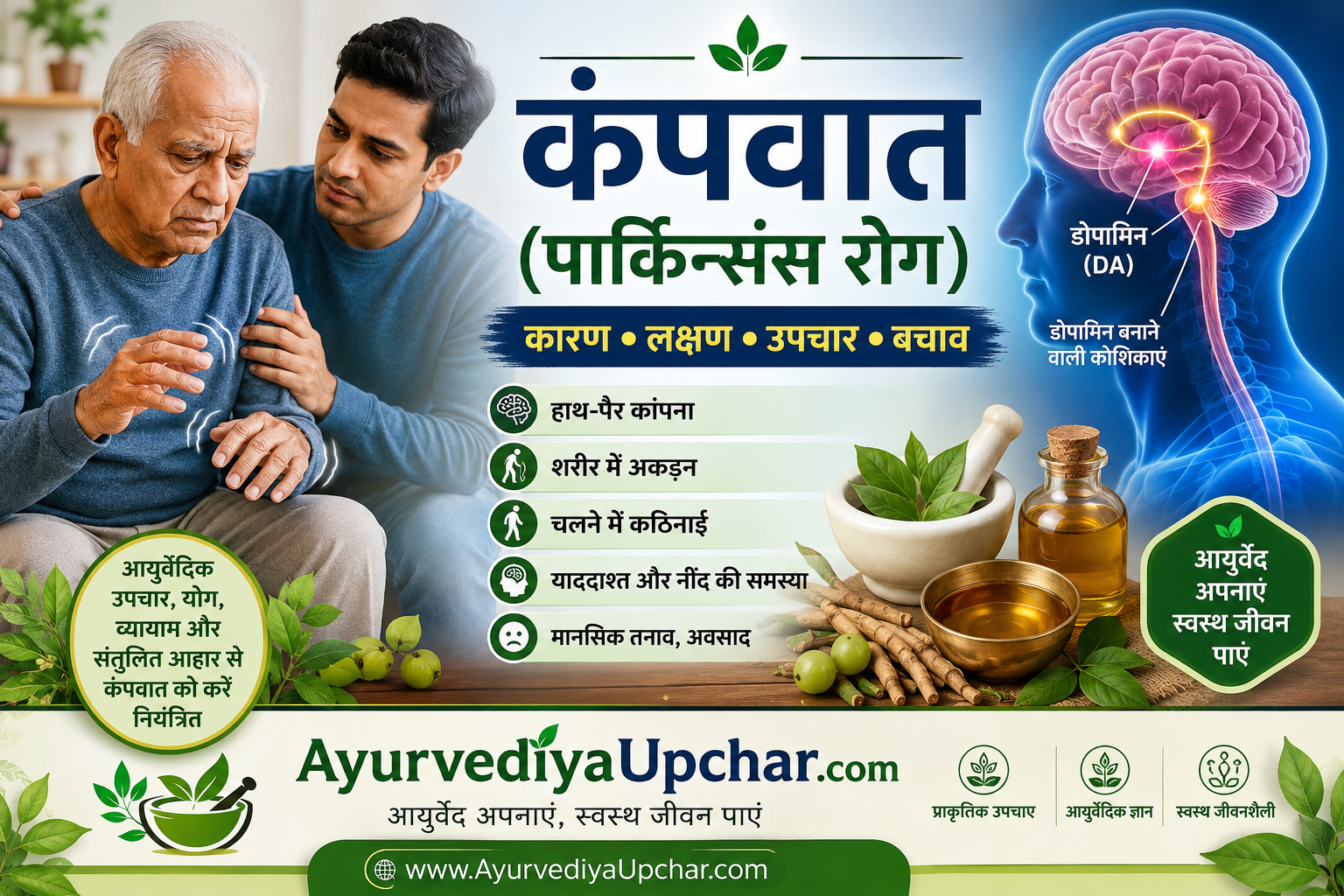 कंपवात (पार्किन्संस रोग): वृद्धावस्था में हाथ-पैर कांपने की समस्या, कारण, लक्षण, आयुर्वेदिक उपचार और बचाव
