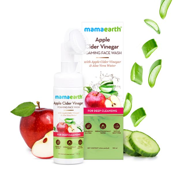 Mamaearth Apple Cider Vinegar Foaming Face Wash with Apple Cider Vinegar and Aloe Vera Water for Deep Cleansing