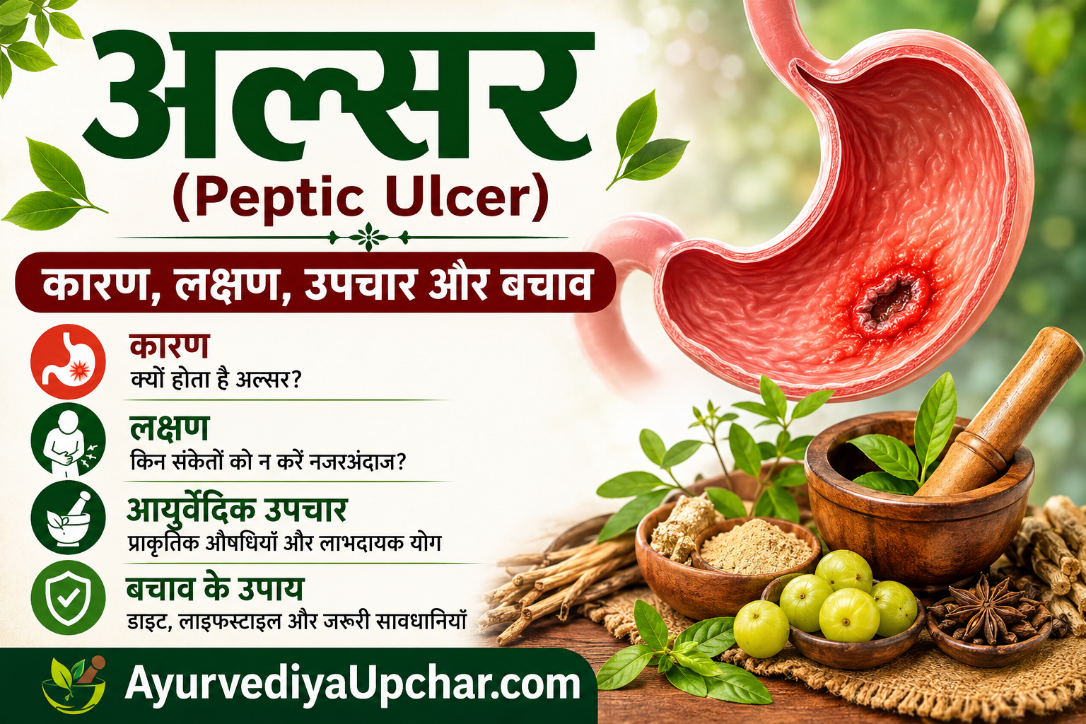 अल्सर (Peptic Ulcer): कारण, लक्षण, बचाव और आयुर्वेदिक उपचार