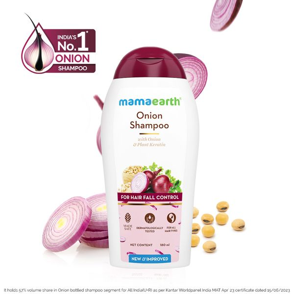 Mamaearth Onion Shampoo for Hair Fall Control & Hair Growth with Onion & Plant Keratin