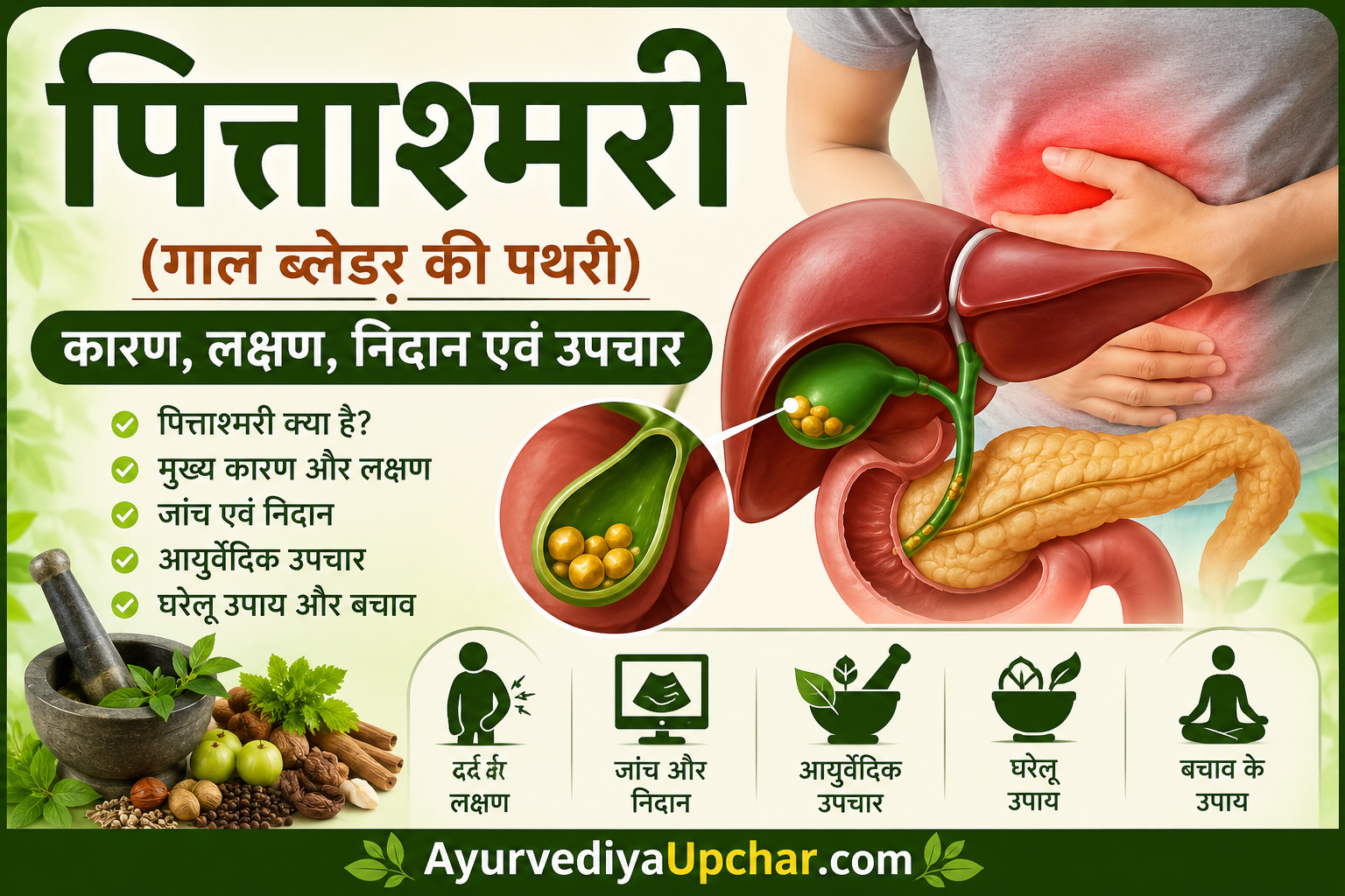 पित्ताश्मरी (Gall Bladder Stone) : कारण, लक्षण, निदान एवं आयुर्वेदिक चिकित्सा