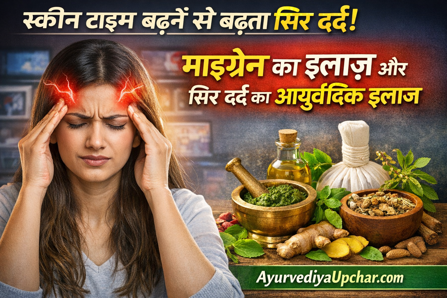 माइग्रेन (Migraine) / सिर दर्द का आयुर्वेदिक इलाज – कारण, लक्षण, डाइट और घरेलू उपाय