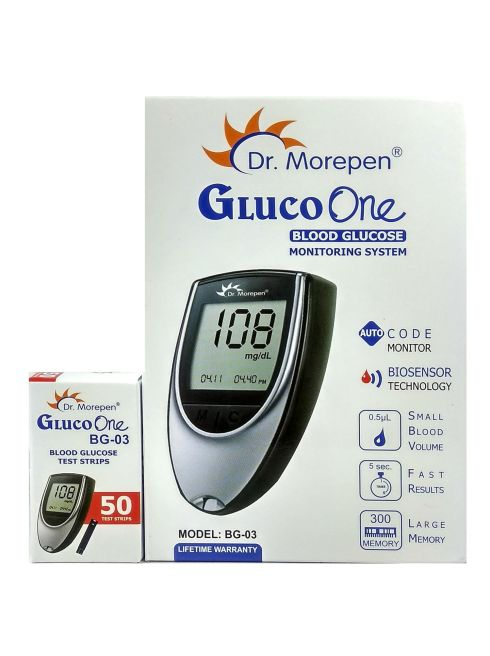 Dr. Morepen BG-03 Glucometer With 100 Strips 100 Glucometer Strips