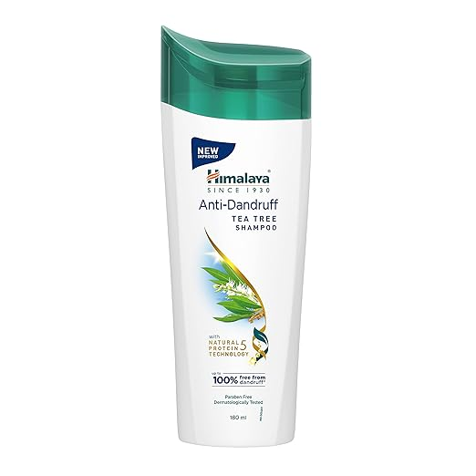 Himalaya Anti-Dandruff Tea Tree Shampoo, Removes up to 100% Dandruff, Soothes Scalp & Nourishes Hair, with Tea Tree oil and Aloe Vera, for men and women, 180