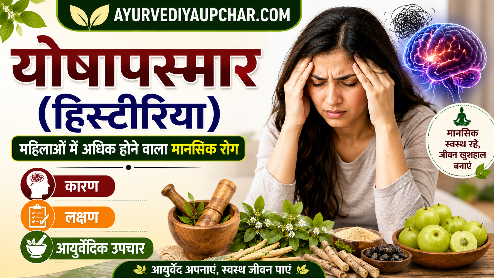 योषापस्मार (हिस्टीरिया) : महिलाओं में अधिक होने वाला मानसिक रोग | कारण, लक्षण, मिर्गी से अंतर, आयुर्वेदिक उपचार एवं संपूर्ण मार्गदर्शिका