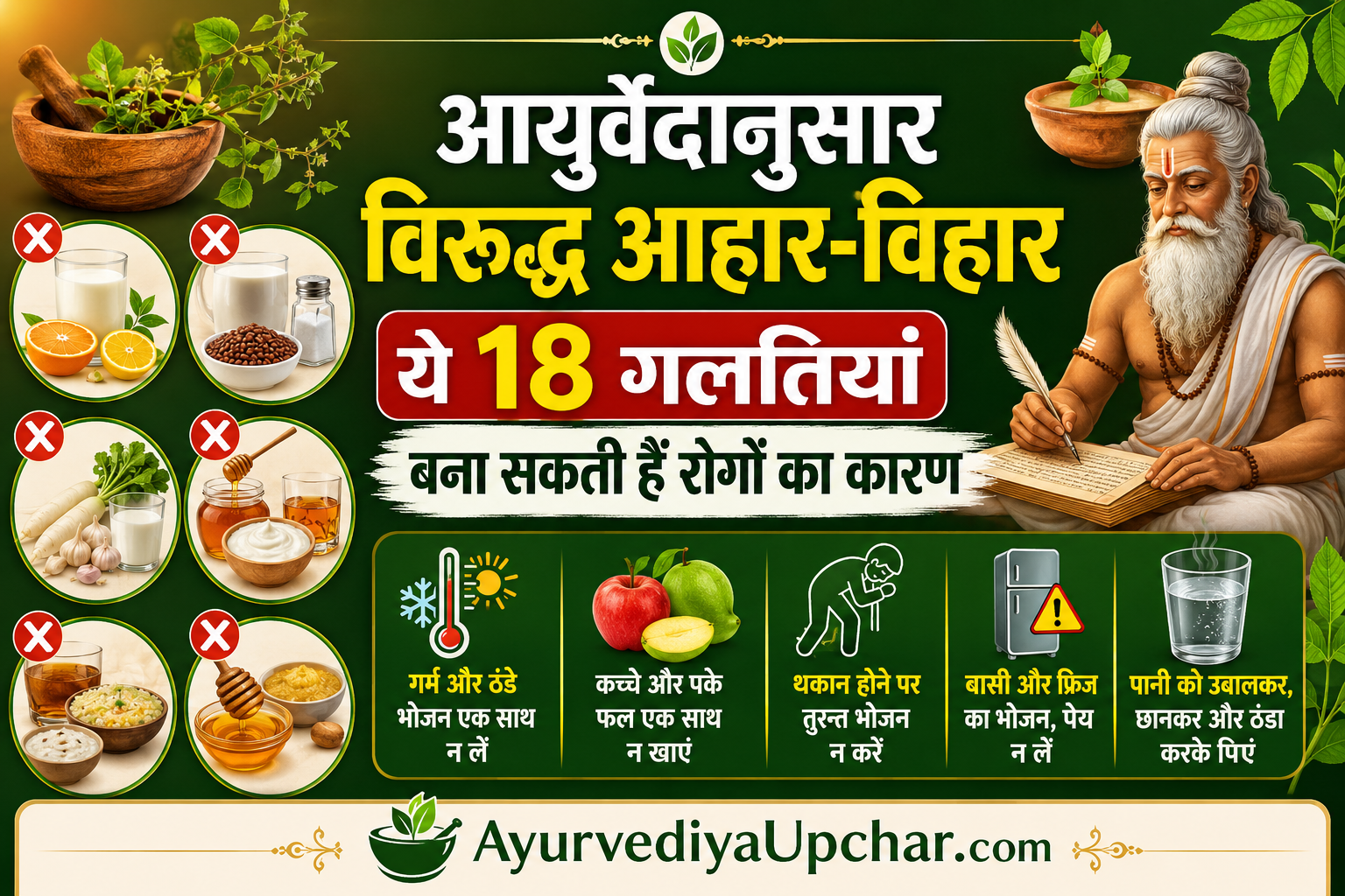 आयुर्वेद के अनुसार विरुद्ध आहार-विहार: ये 18 गलतियां बना सकती हैं रोगों का कारण