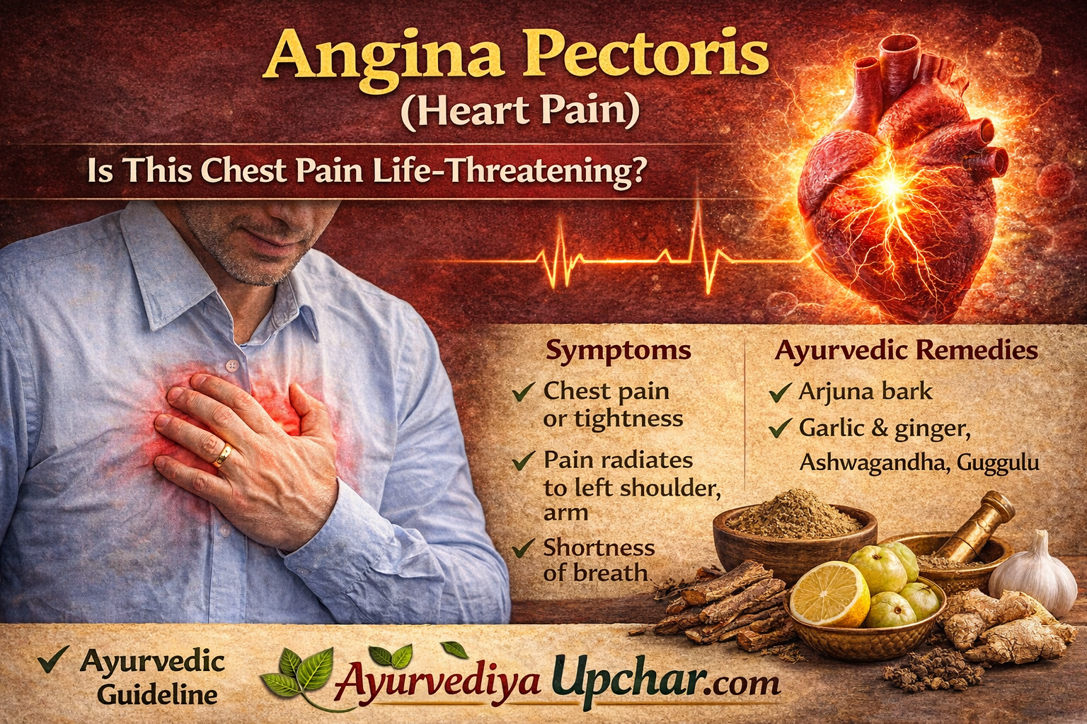 हृदय शूल (Angina Pectoris): कहीं सीने का यह दर्द जानलेवा तो नहीं? जानें लक्षण और आयुर्वेद के अचूक उपाय