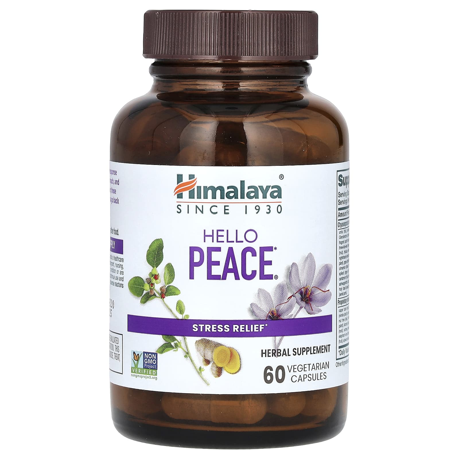 Himalaya Hello Peace, Stress Relief, 60 Vegetarian Capsules
