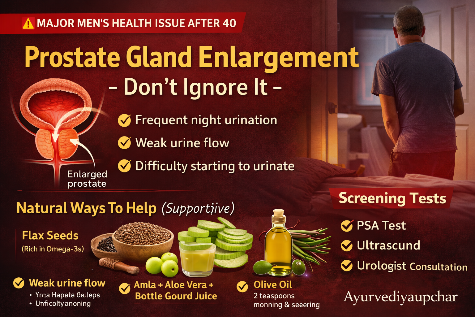 40 के बाद पुरुषों की बड़ी समस्या प्रोस्टेट ग्रंथि (Prostate Gland) बढ़ना – नजरअंदाज न करें