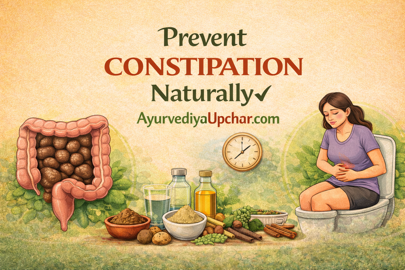 निरोगी रहने के लिए कब्ज से बचें  (Causes, Symptoms & Ayurvedic Treatment of Constipation)