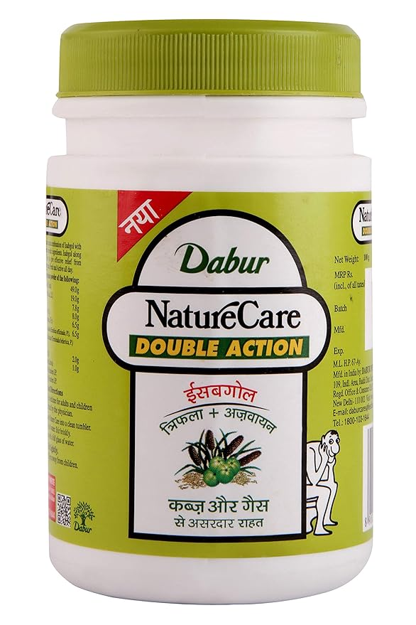 Dabur Nature Care Isabgol Double Action Trifala And Ajwain, Effective Relief From Constipation And Gas - 100 Gm