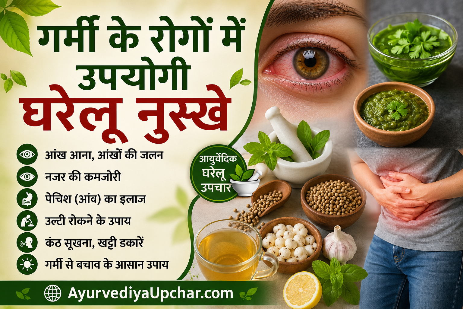 गर्मी के रोगों में उपयोगी घरेलू नुस्खे: आंखों की जलन, पेचिश, उल्टी और गर्मी से बचाव के आसान उपाय