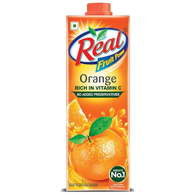 Real Orange Fruit Juice -1L | Rich In Vitamin C | No Added Preservatives, No Artificial Colors & Flavours | Daily Dose Of Fruit Nutrition | Tasty, Refreshing & Energising Drink