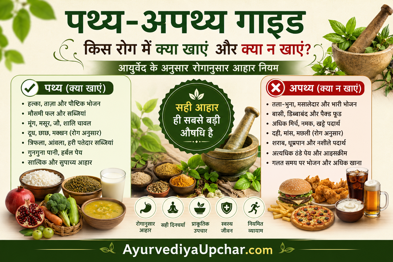 पथ्य-अपथ्य: आयुर्वेद के अनुसार किस रोग में क्या खाएं और क्या नहीं?