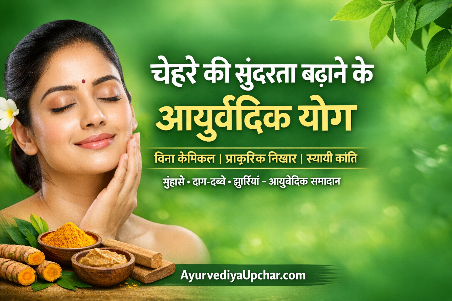 चेहरे की प्राकृतिक सुंदरता बढ़ाने के आयुर्वेदिक योग | बिना केमिकल, स्थायी निखार