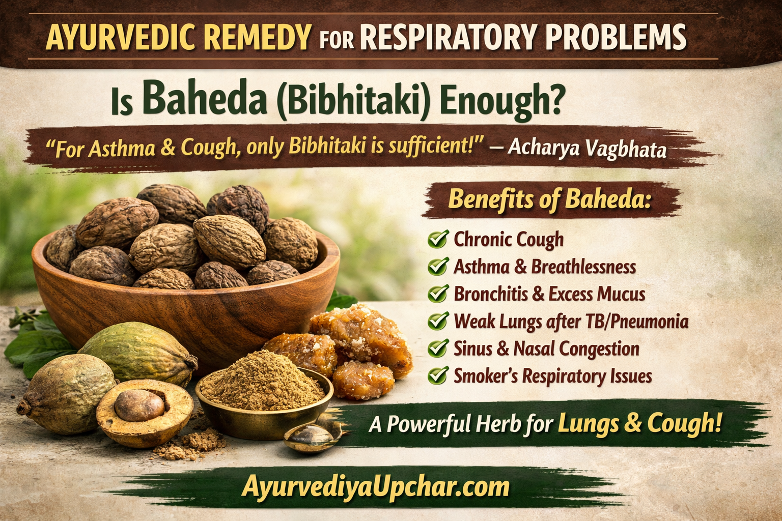 श्वास रोग (Asthma, Chronic Cough, Bronchitis) का आयुर्वेदिक उपचार – क्या केवल बहेड़ा (विभीतकी) पर्याप्त है?