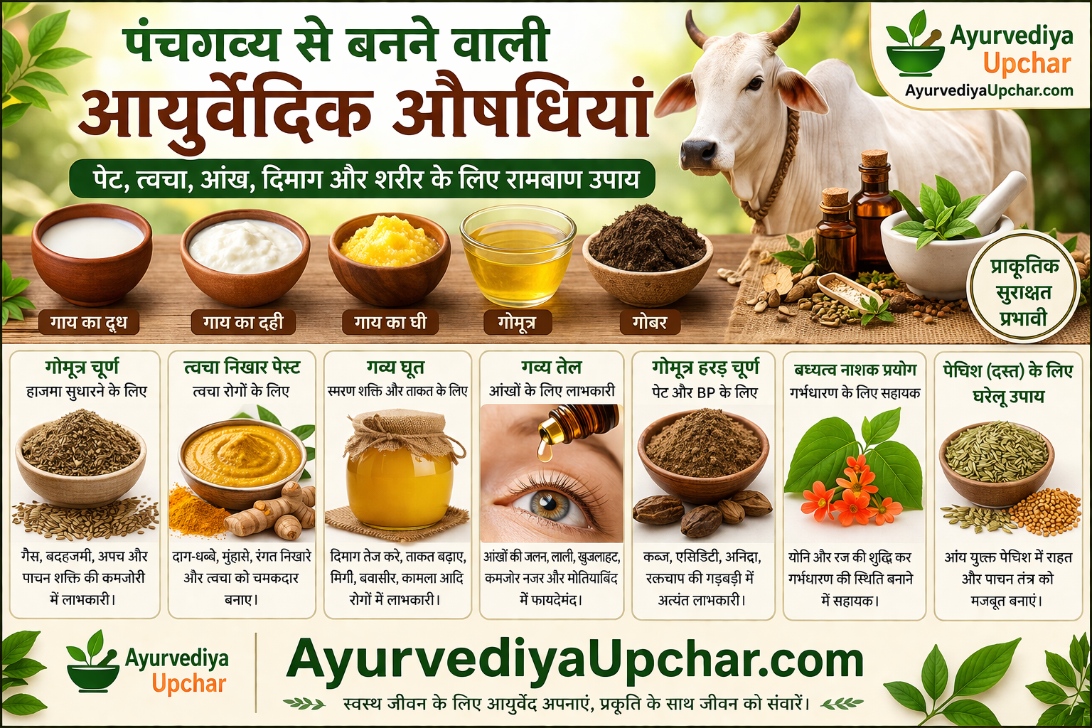 पंचगव्य से बनने वाली आयुर्वेदिक औषधियां: पेट, त्वचा, आंख, दिमाग और शरीर के लिए रामबाण उपाय