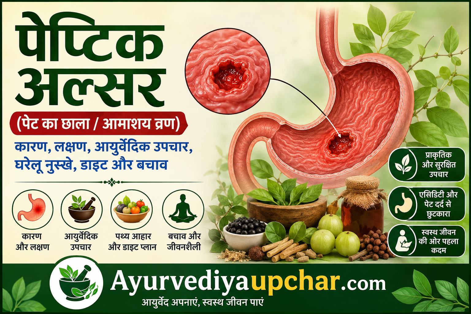 कष्टदायक उदर व्याधि: पेप्टिक अल्सर (Peptic Ulcer) – कारण, लक्षण, आयुर्वेदिक उपचार एवं बचाव