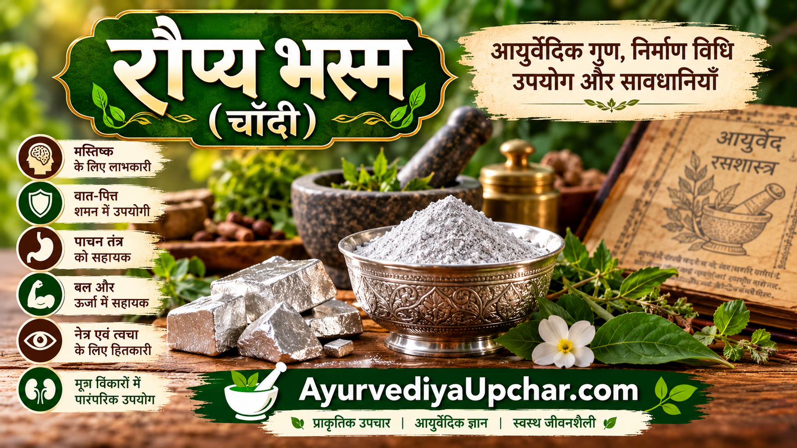 रौप्य भस्म (चाँदी): परिचय, शोधन विधि, निर्माण प्रक्रिया, आयुर्वेदिक गुण, उपयोग एवं सावधानियाँ